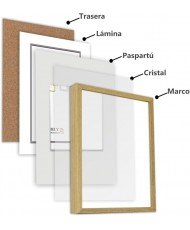Marco con profundidad A4 (Int 15x22cm) Haya MOD 3503 madera con paspartu