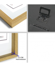 Marco con profundidad A4 (Int 15x22cm) Haya MOD 3503 madera con paspartu