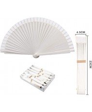 Abanico blanco  liso madera 23cm