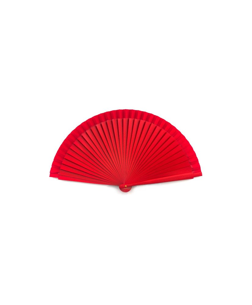 Abanico Rojo liso madera 23cm