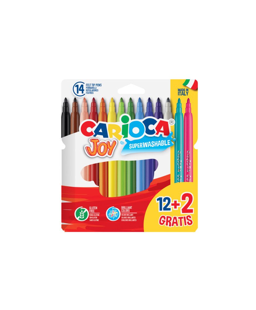 Rotulador carioca joy estuche de 12 unidades colores surtidos + 2 gratis