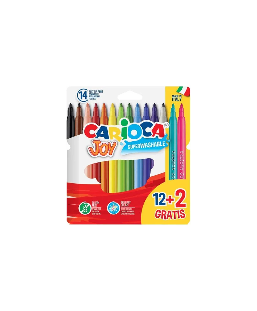 Carioca - CARIOCA ROTULADORES JOY SUPER LAVABLES ESTUCHE 12+2 GRATIS C/SURTIDOS