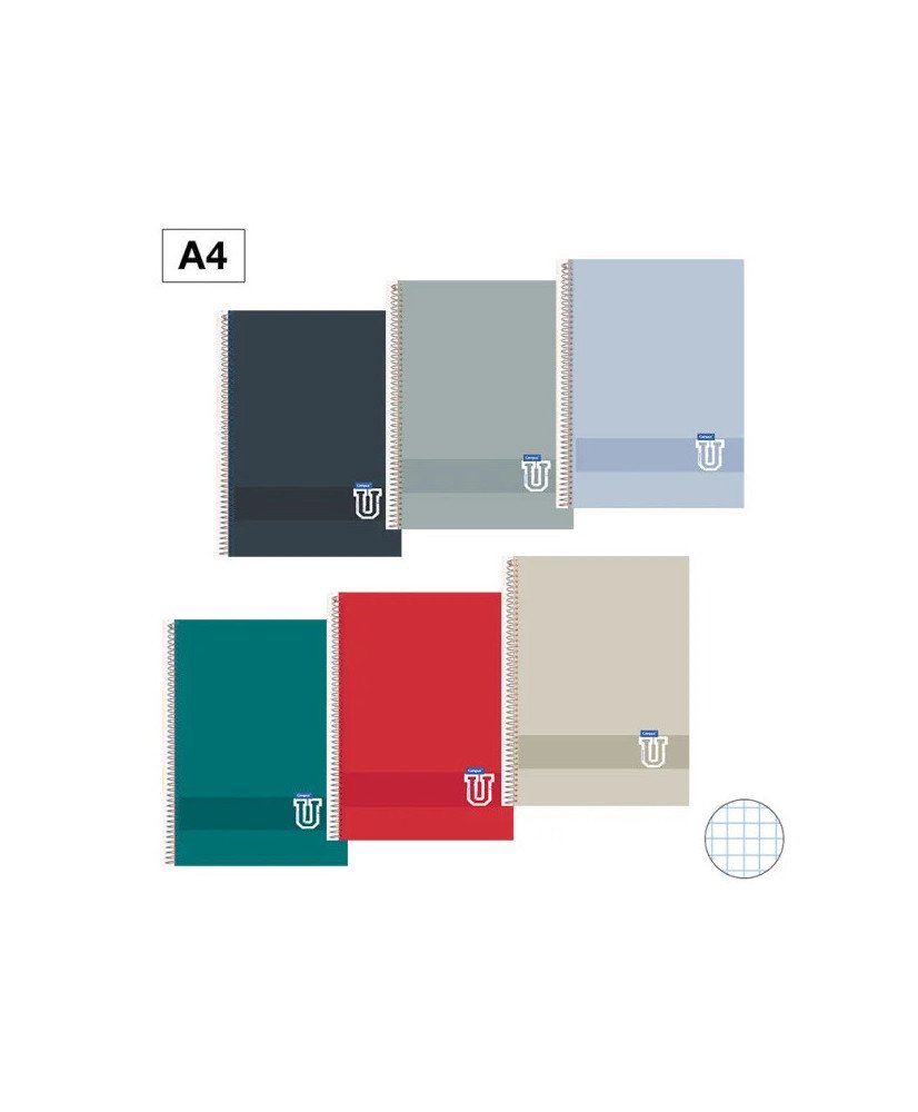 Libreta Espiral A4 T. Plastico 90gr Cuadrícula 4x4 Campus Colores ( 1 UDS )