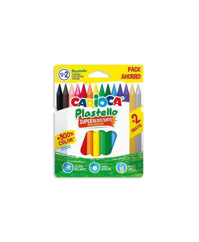 Caja 12+2 plasticera colores surtidos plastello carioca