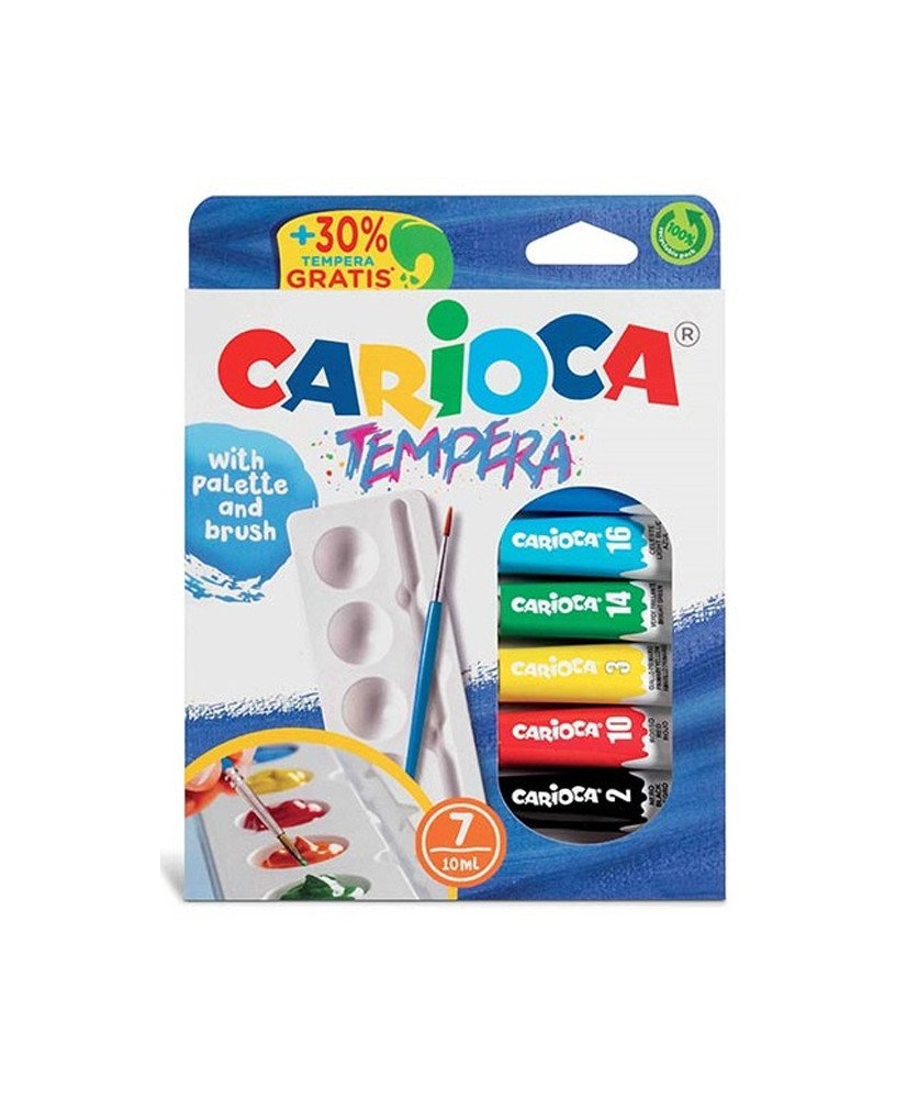 Carioca Temperas Tubo 10 ml. con Pincel y Paleta de Carioca