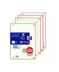 Recambio 100+20 Hojas Paquete A4 5X5 Oxford 5 Colores Banda Vivos - Promo