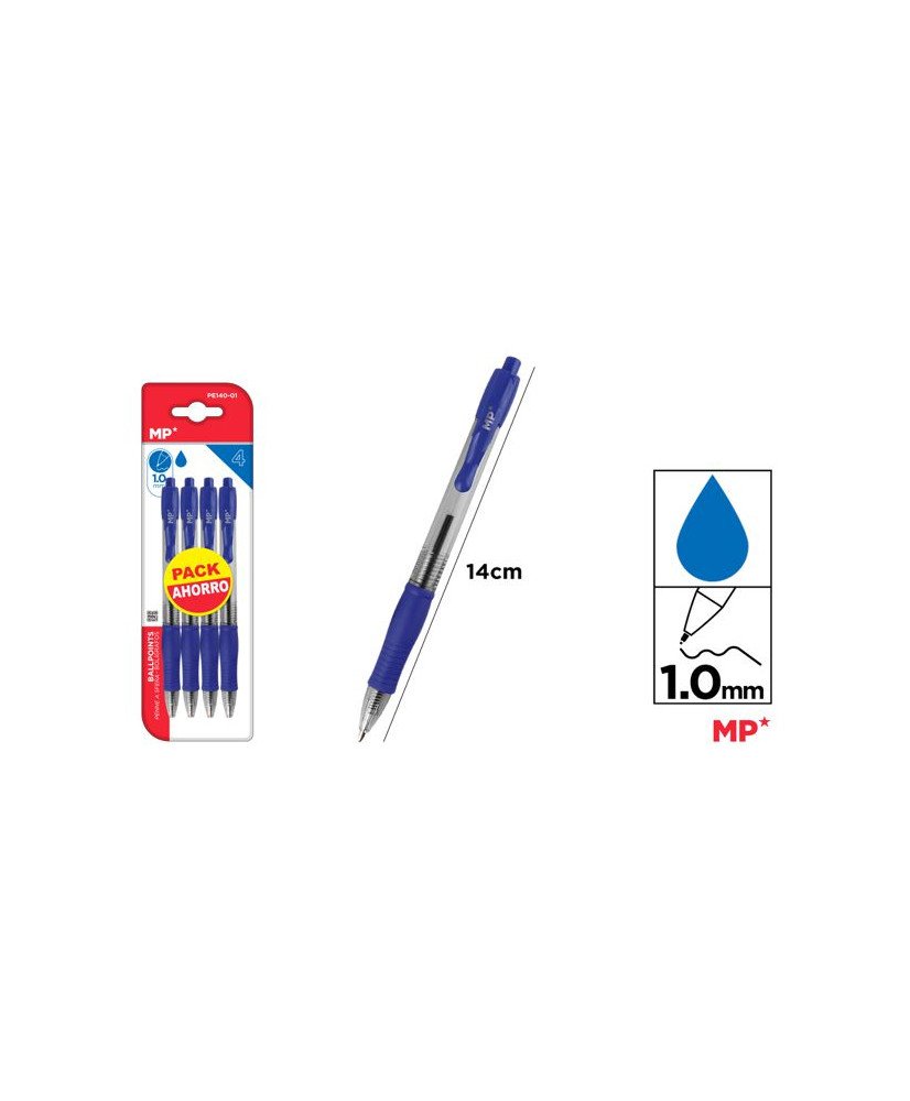 Boligrafos punta 1.0mm 4uds