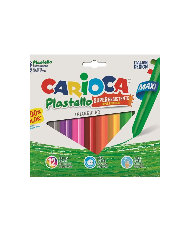 CARIOCA Pastello - Lote de 12 Plasticeras Maxi Súper Resistentes Colores Surtidos