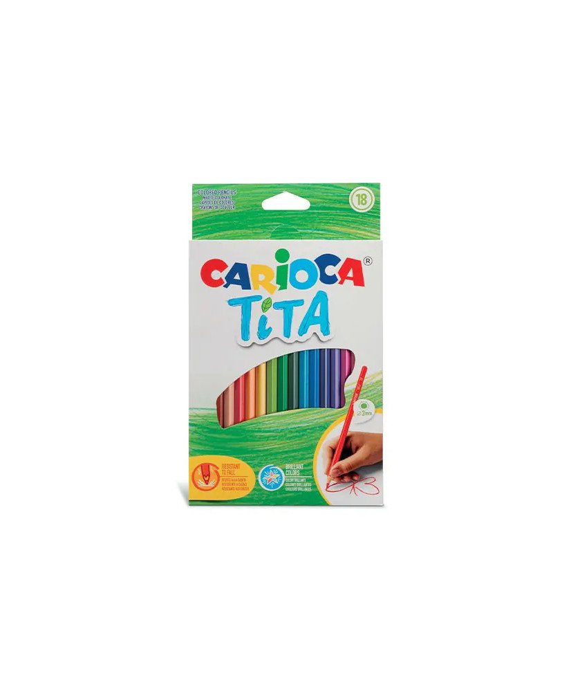 Lápiz color Carioca Tita - hexagonal - Colores surtidos - Caja 18 ud