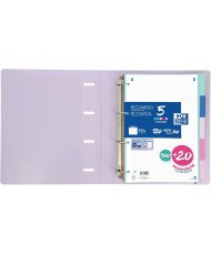 Oxford Strongline, Separadores Archivador 4 anillas A4, Plástico Opaco, 5 Posiciones, 4 Taladros, 5 Colores Pastel