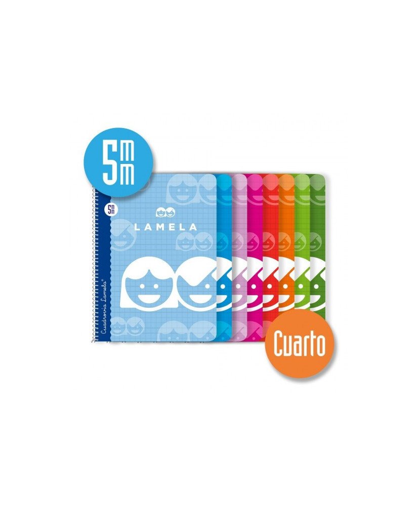 LAMELA-Libreta espiral tamaño cuarto,40 hojas, cuadrovía de 5mm, LAMELA