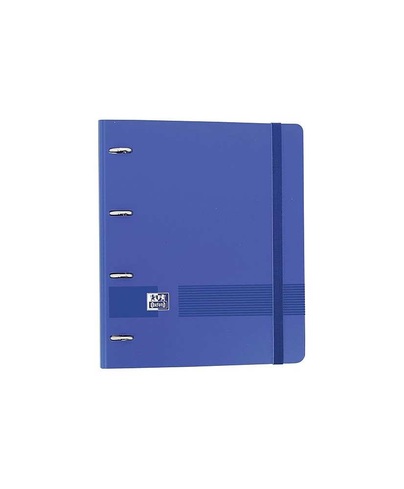 Oxford, Archivador 4 anillas plástico polyfoam con recambio y goma Oxford Live & Go, A4+ con recambio 100 Hojas, 5 bandas