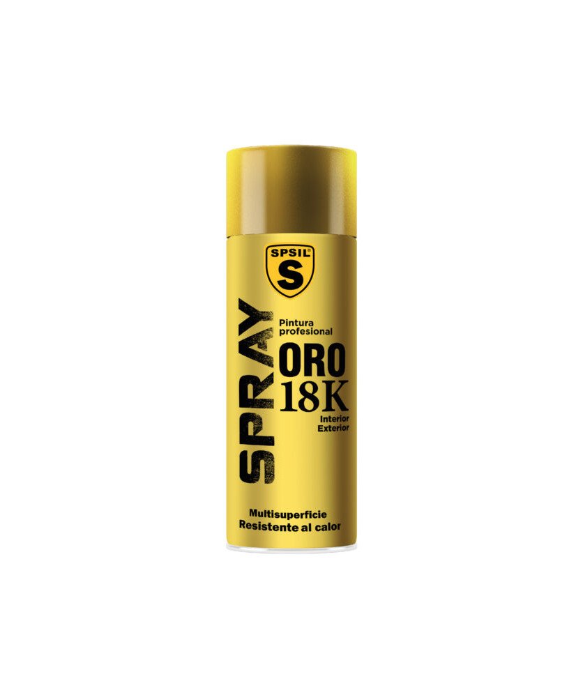 Pintura Spray Especial Oro 18K Multicolor Profesional 400ml Adecuado Metal Madera y Plástico Pack de 1 unidad
