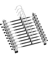 12  Perchas de Metal para Pantalones, Calcetines, Faldas, 30 cm, con 2 Clips Antideslizantes