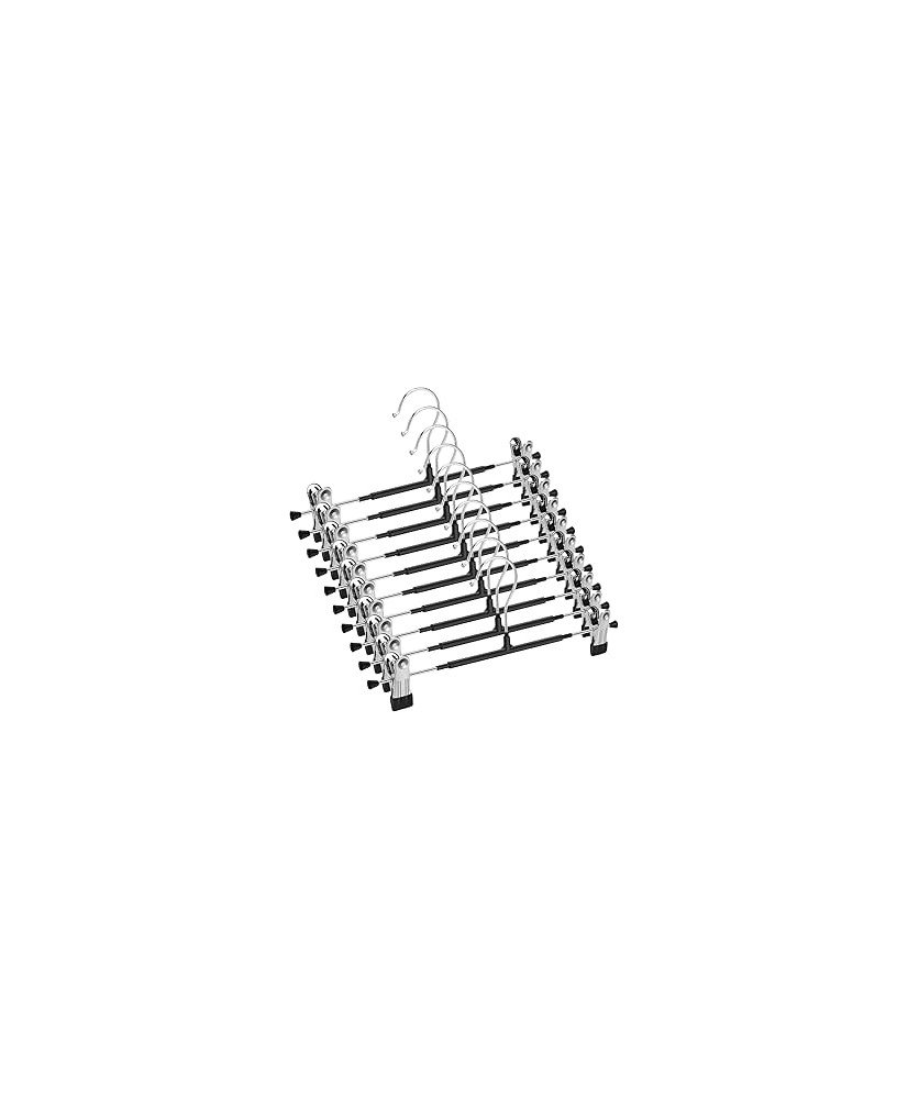12  Perchas de Metal para Pantalones, Calcetines, Faldas, 30 cm, con 2 Clips Antideslizantes