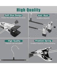 12  Perchas de Metal para Pantalones, Calcetines, Faldas, 30 cm, con 2 Clips Antideslizantes
