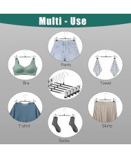 12  Perchas de Metal para Pantalones, Calcetines, Faldas, 30 cm, con 2 Clips Antideslizantes