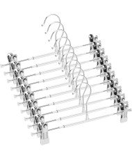 12 Perchas de Metal para Pantalones, Calcetines, Faldas, 30 cm, con 2 Clips Antideslizantes