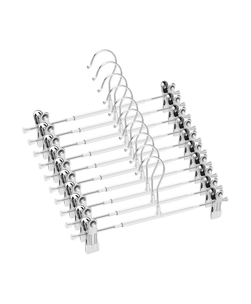 12 Perchas de Metal para Pantalones, Calcetines, Faldas, 30 cm, con 2 Clips Antideslizantes