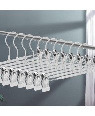 12 Perchas de Metal para Pantalones, Calcetines, Faldas, 30 cm, con 2 Clips Antideslizantes