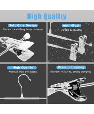 12 Perchas de Metal para Pantalones, Calcetines, Faldas, 30 cm, con 2 Clips Antideslizantes