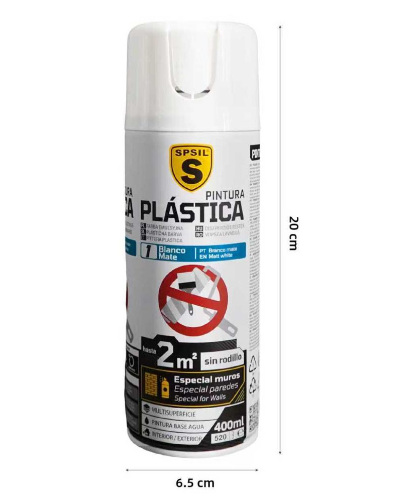 Pintura spray plastica Blanco Mate-PE025-1 sin rodillo