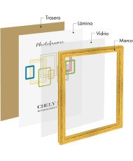 CHELY INTERMARKET | Marco de Fotos MOD-254 Hecho de Madera, (Dorado, 40x60cm)