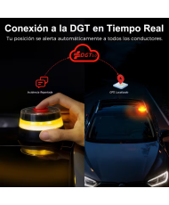 WOOX Baliza V16 Homologada DGT con Geolocalización, Luz de Emergencia Coche Homologado