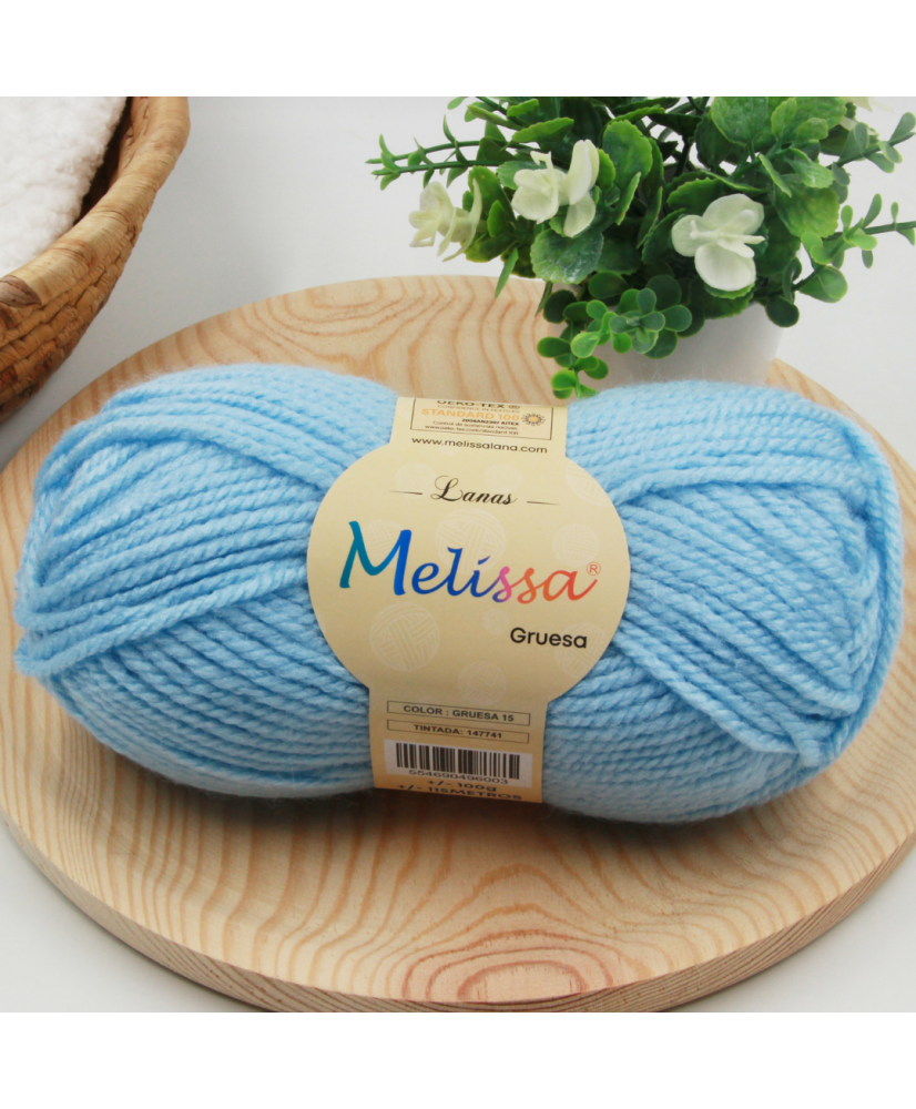 Melissa Hilo 100% Acrilico Ovillo de Lana Gruesa 115m 100g para DIY Tejer y Ganchillo, Certificado OEKO-TEX Standard 100G
