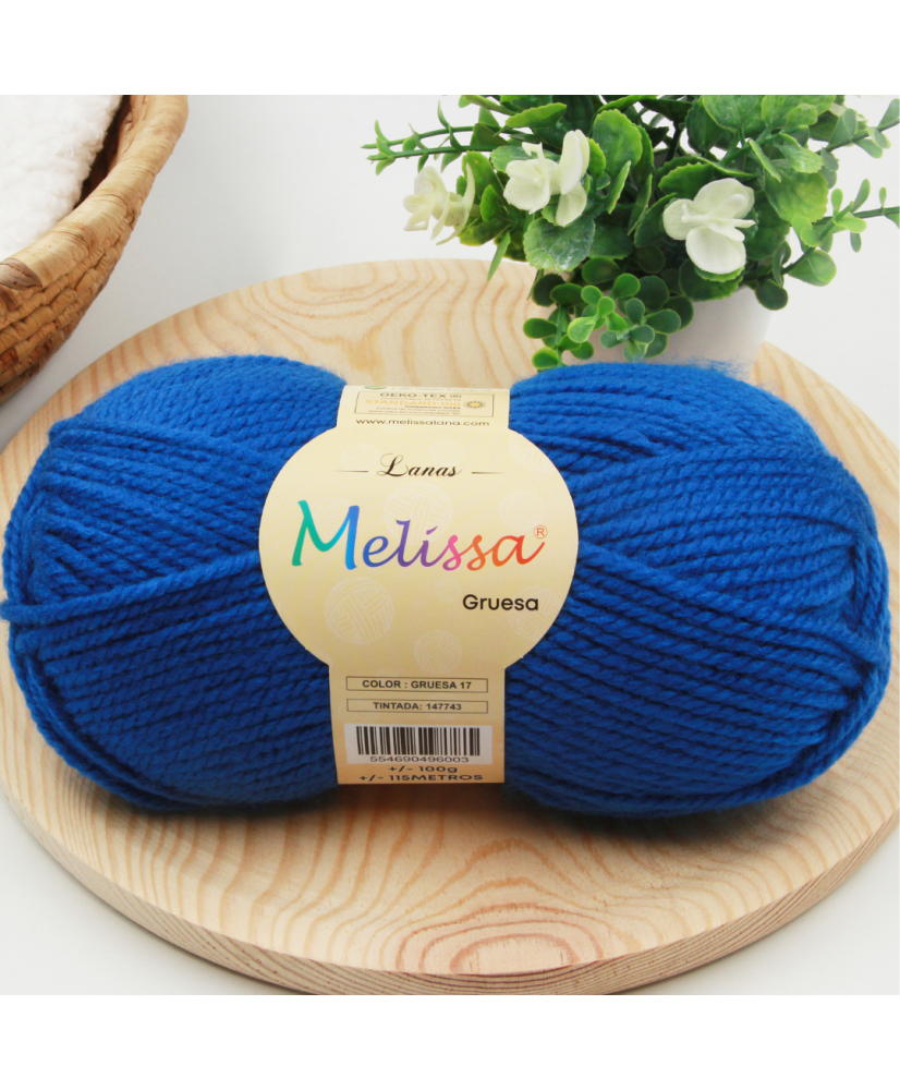 Melissa Hilo 100% Acrilico Ovillo de Lana Gruesa 115m 100g para DIY Tejer y Ganchillo, Certificado OEKO-TEX Standard 100G