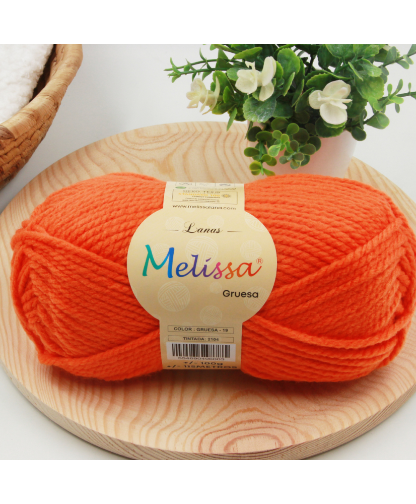 Melissa Hilo 100% Acrilico Ovillo de Lana Gruesa 115m 100g para DIY Tejer y Ganchillo, Certificado OEKO-TEX Standard 100G