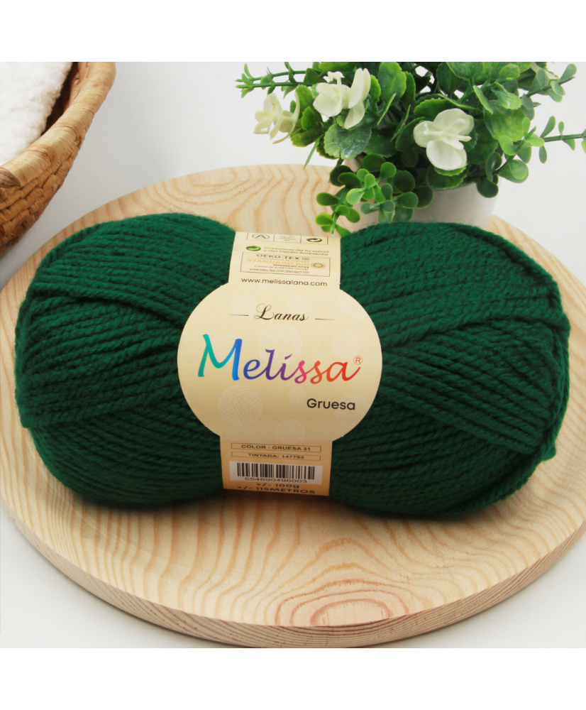 Melissa Hilo 100% Acrilico Ovillo de Lana Gruesa 115m 100g para DIY Tejer y Ganchillo, Certificado OEKO-TEX Standard 100G
