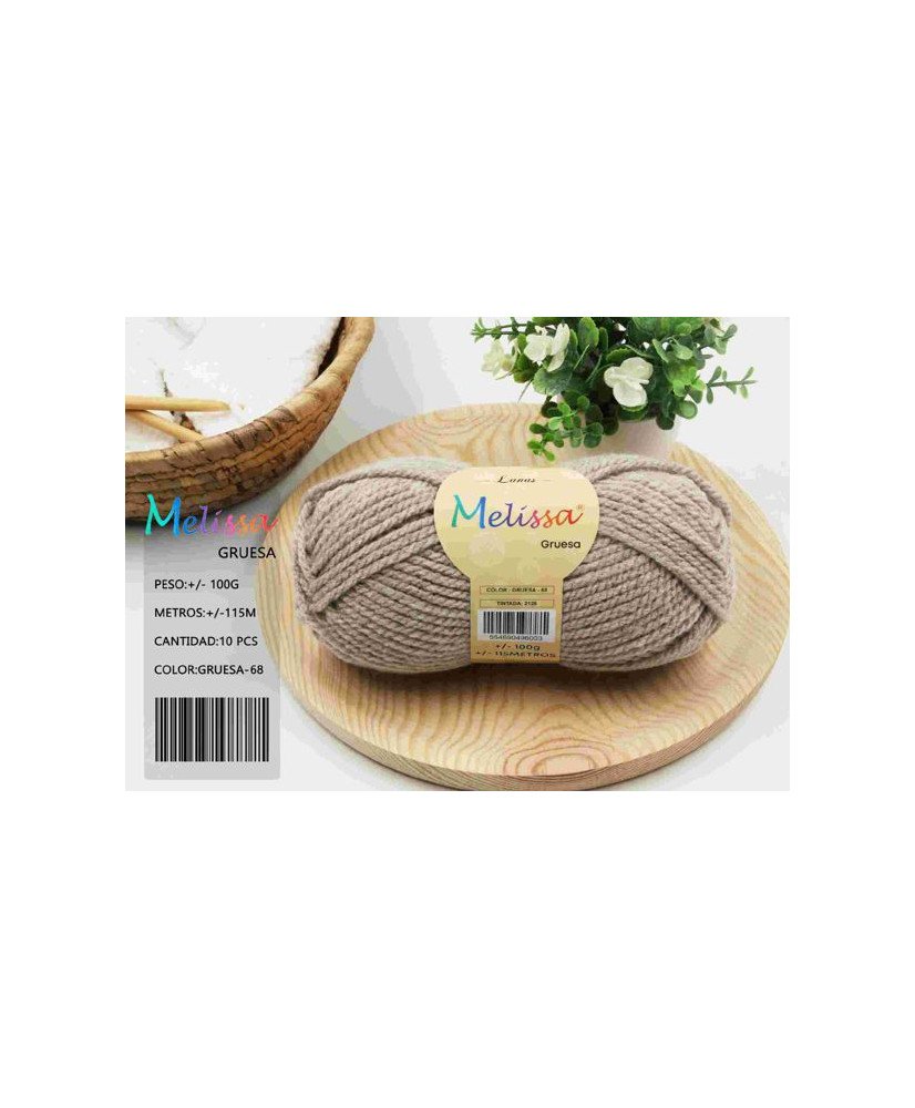 Melissa Hilo 100% Acrilico Ovillo de Lana Gruesa 115m 100g para DIY Tejer y Ganchillo, Certificado OEKO-TEX Standard 100G
