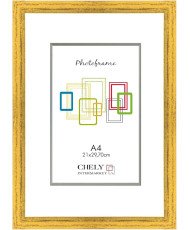 Marco de Fotos MOD-254 Hecho de Madera, (Dorado, A4)