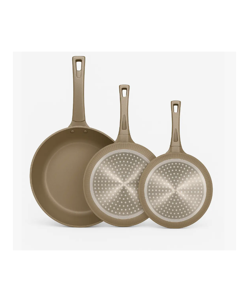 Sartenes Antiadherentes Premium Color Arena |  20,24,28 cm, Inducción y Vitro