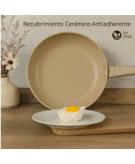 Sartenes Antiadherentes Premium Color Arena |  20,24,28 cm, Inducción y Vitro