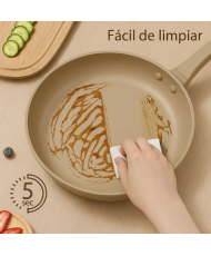 Sartenes Antiadherentes Premium Color Arena |  20,24,28 cm, Inducción y Vitro