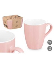 Set de 4 Tazas de Porcelana Rosa de 410 ml
