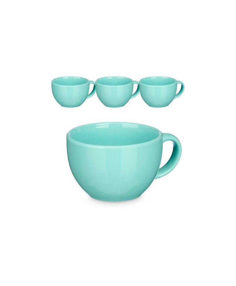 Taza Grande 480 Ml Cerámica Café Té XL Porcelana Color verde menta Taza Sopa Con Asa