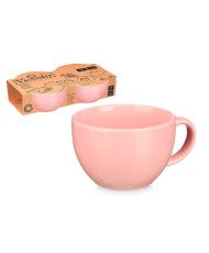 4 Taza Grande 480 Ml Cerámica Café Té XL Porcelana Color Rosa Taza Sopa Con Asa