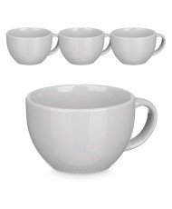 4 Taza Grande 480 Ml Cerámica Café Té XL Porcelana Color Gris Taza Sopa Con Asa