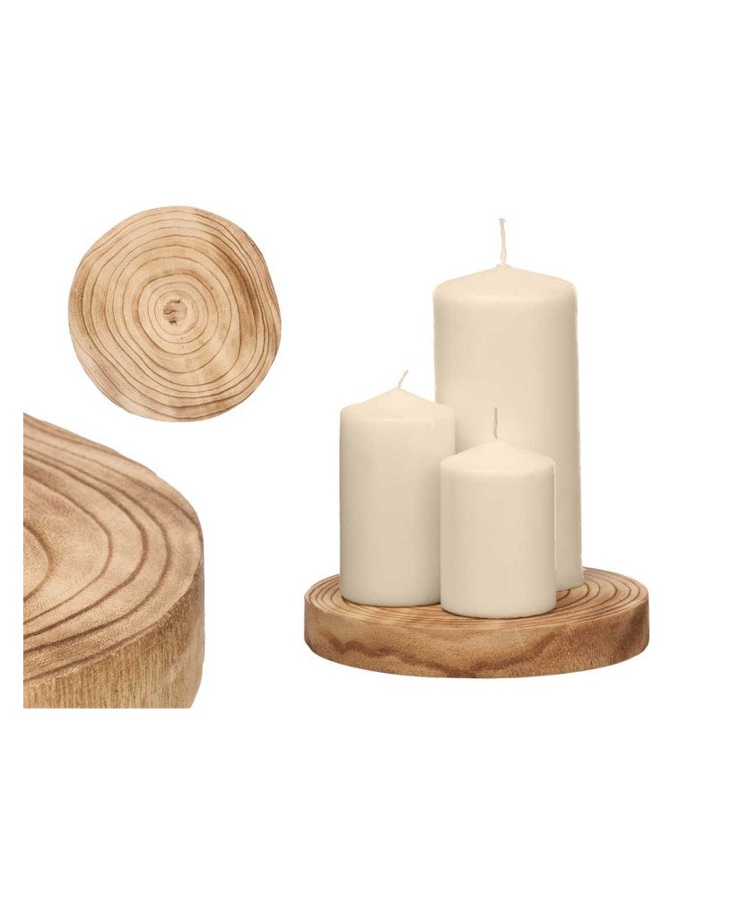 Soporte Decorativo Redondo Madera Quemada 20x3x20 cm