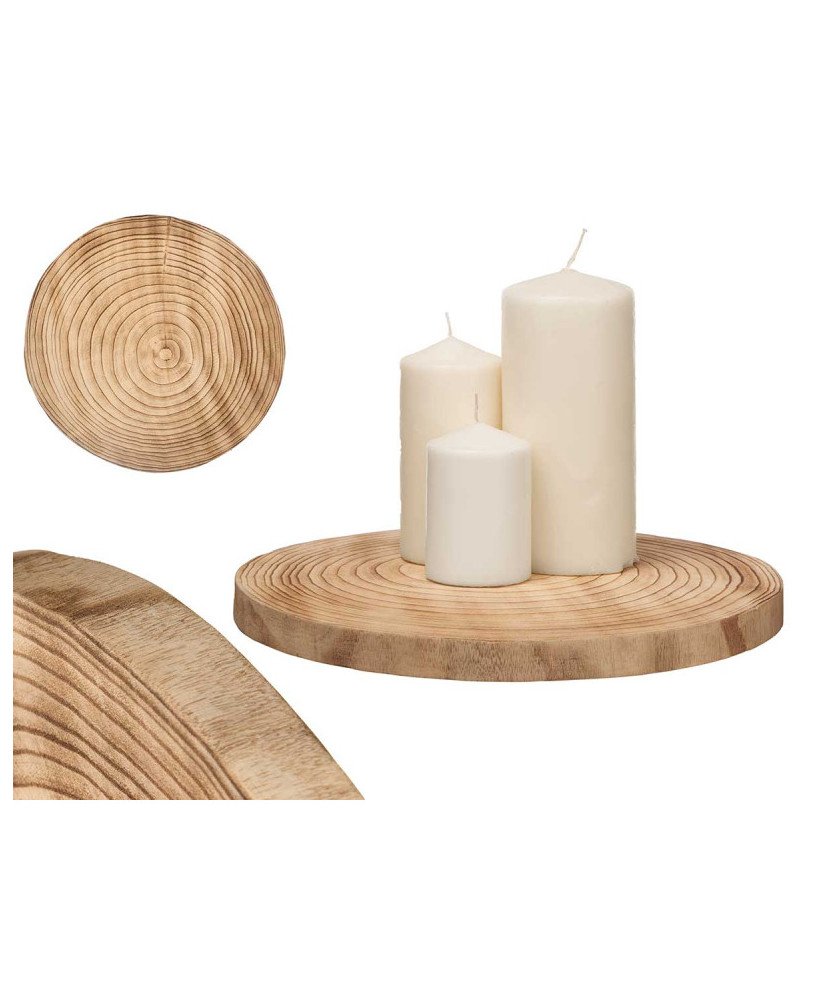 Soporte Decorativo Redondo Madera Quemada 34x3 cm