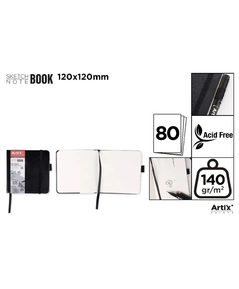 Sketchbook Negro 12x12cm