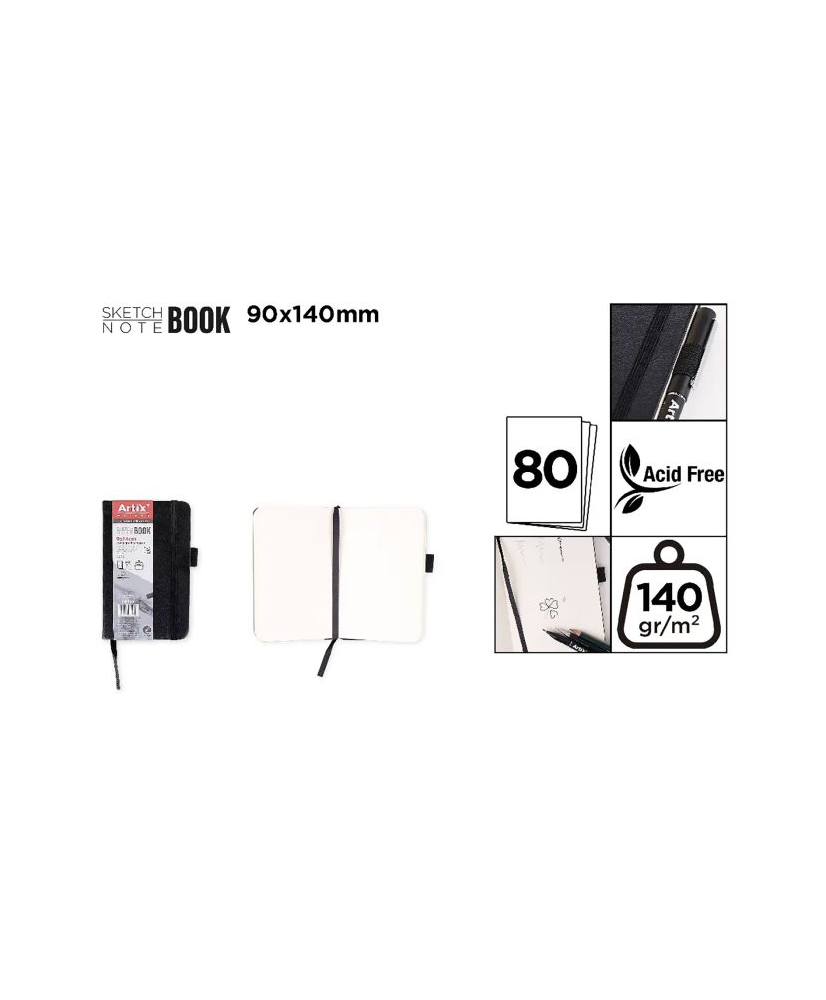 Sketchbook Negro 9x14cm 80H
