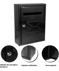 Buzón Clásico de Pared Correo(,26x20x7.5cm, Blanco,Gris,Negro)