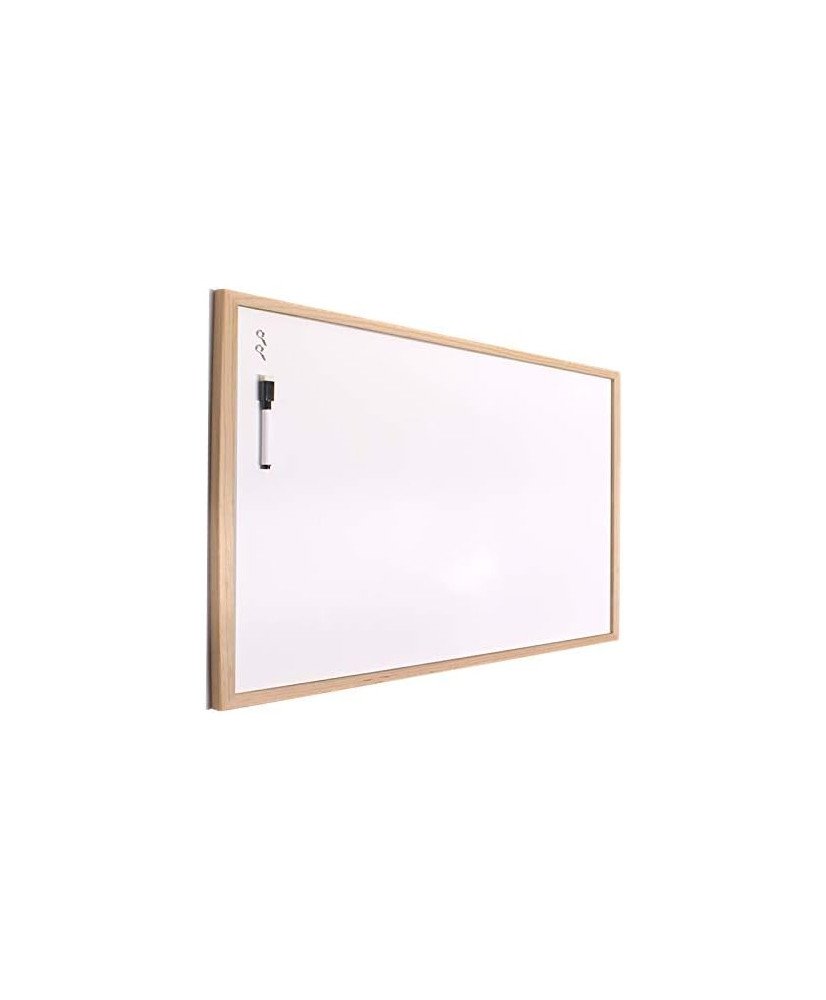 Pizarra blanca 40x30 - 90x60 cm con rotulador y borrador No magnetica, marco de madera