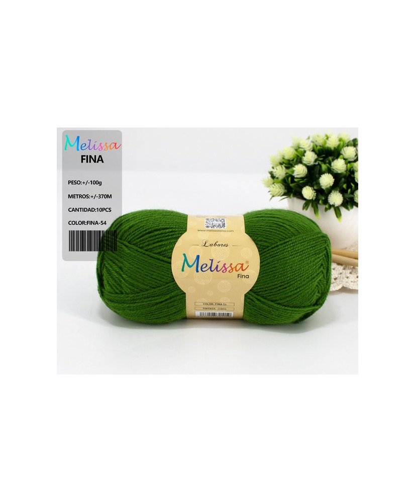 Melissa Lana Fina Hilo 100% Acrilico Ovillo de Lana (1u * 100g) Premium para DIY Tejer y Ganchillo,350m