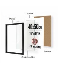 Marco de Foto  A4，A3，30x40，30x45，40x50 ，50x60，50 x 70，70x100 cm (Negro)  Hecho de Madera, Ancho de moldura 2cm