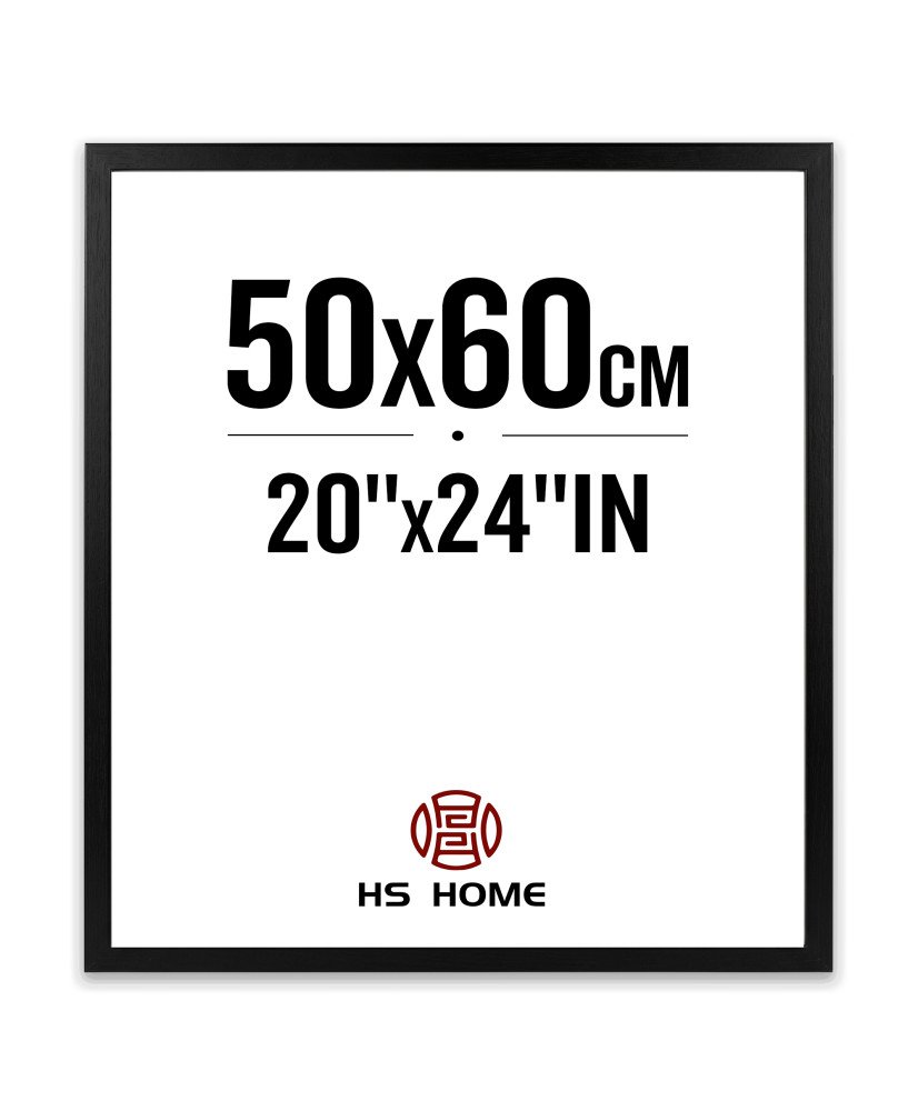 Marco de Foto 50x60cm (Negro) Hecho de Madera, Ancho de moldura 2cm